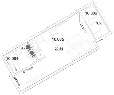 Студия, 24.31 м²