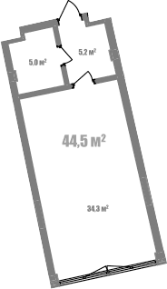 Студия, 44.5 м²