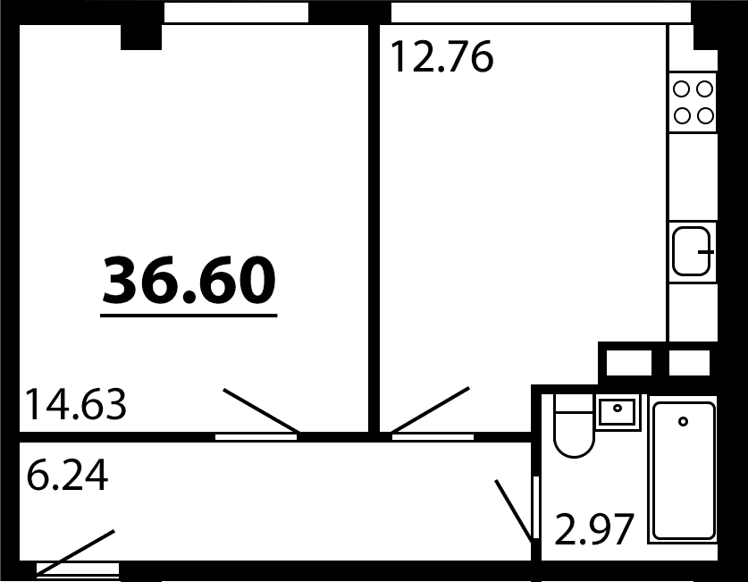 1-комн., 36.6 м²