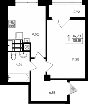 1-комн., 35.23 м²