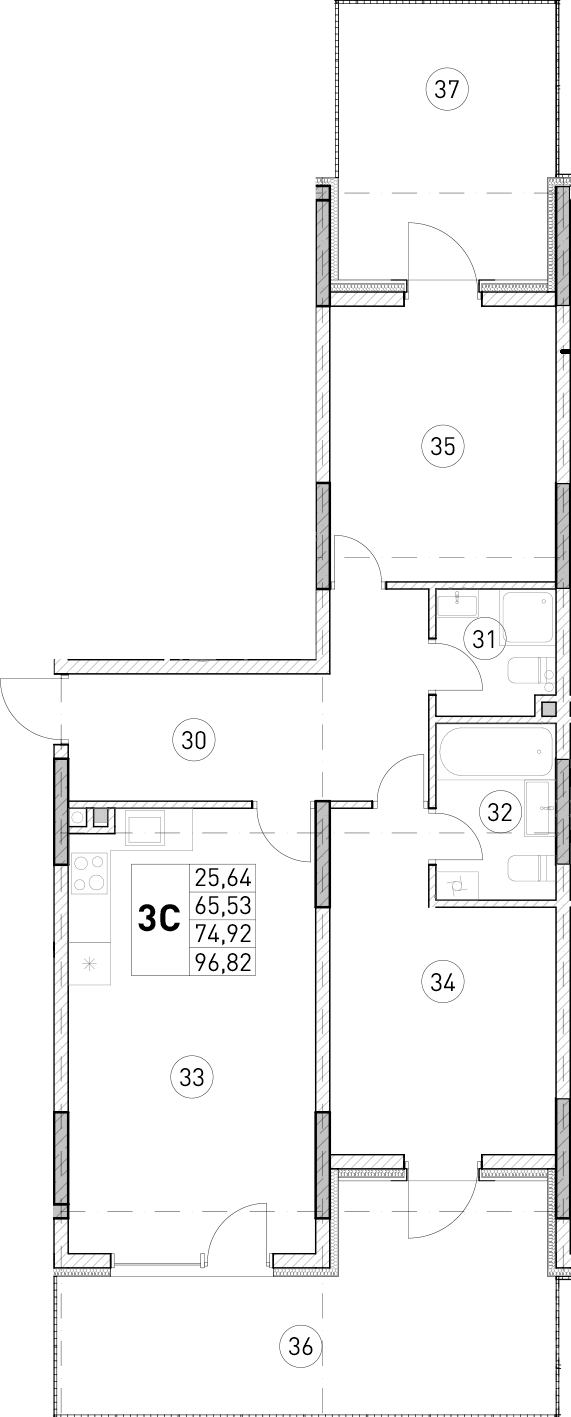 2-комн., 65.53 м²