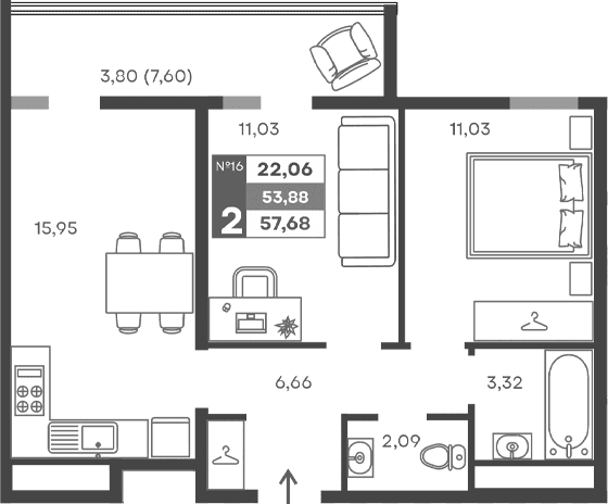 2-комн., 50.08 м²
