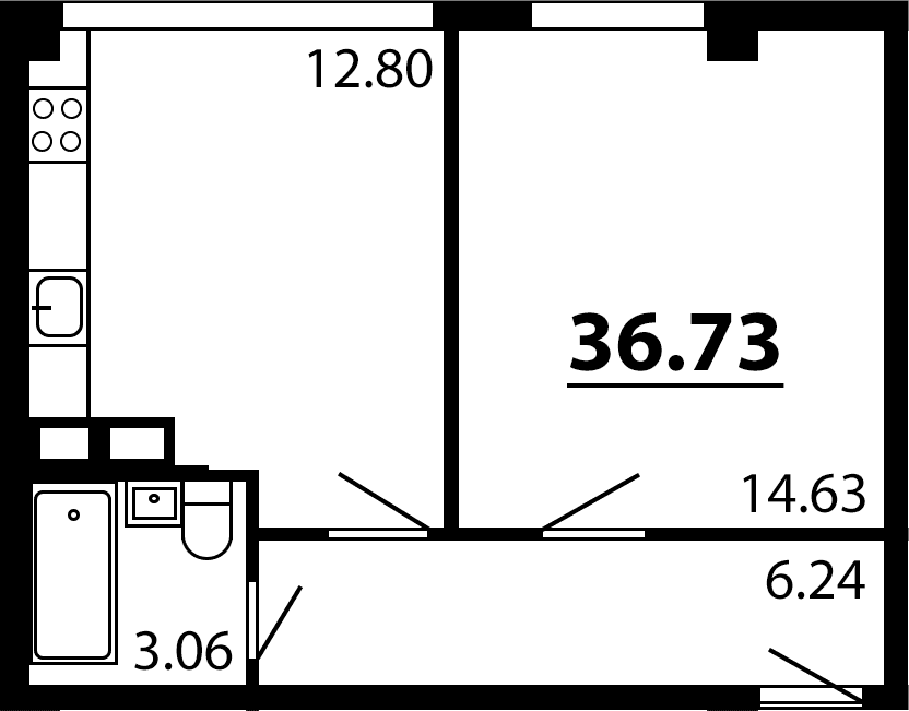 1-комн., 36.73 м²