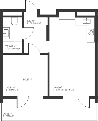 2-комн., 39.79 м²
