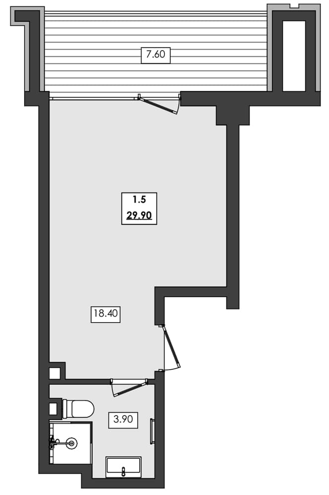 1-комн., 22.3 м²