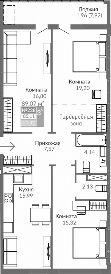 3-комн., 83.15 м²