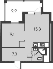 2-комн., 34.8 м²