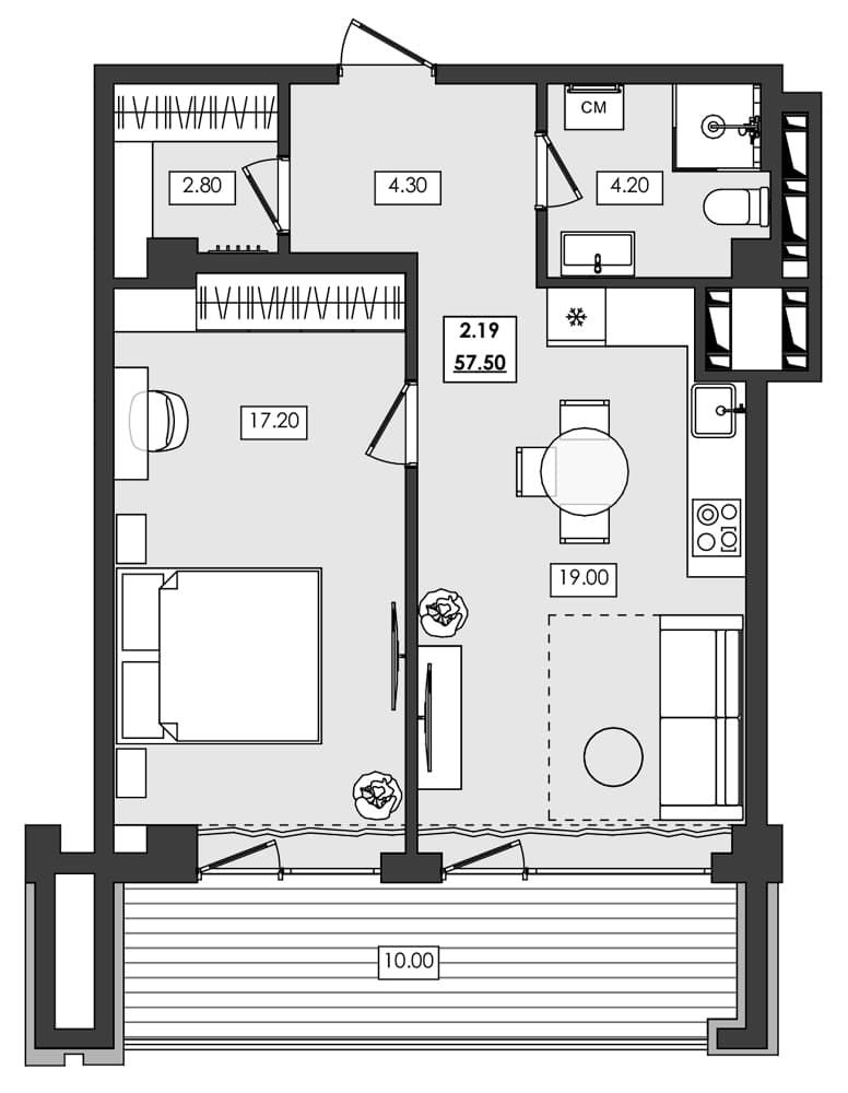 1-комн., 47.5 м²