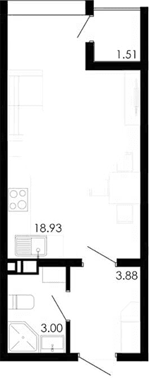 Студия, 25.05 м²