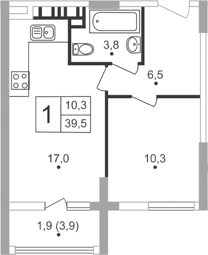 2-комн., 37.6 м²