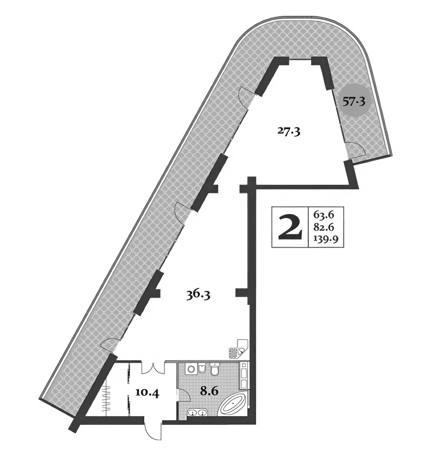 2-комн., 82.6 м²