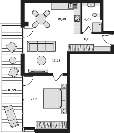 2-комн., 55.08 м²