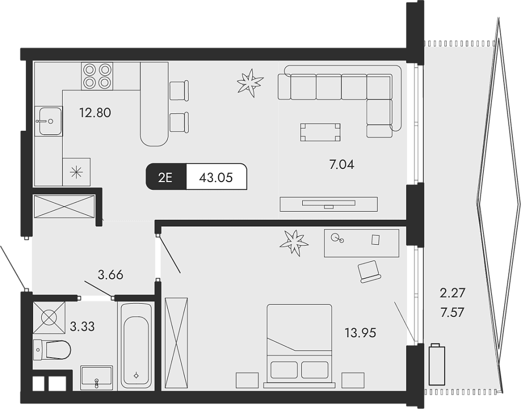 2-комн., 40.78 м²