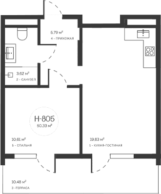 2-комн., 39.85 м²