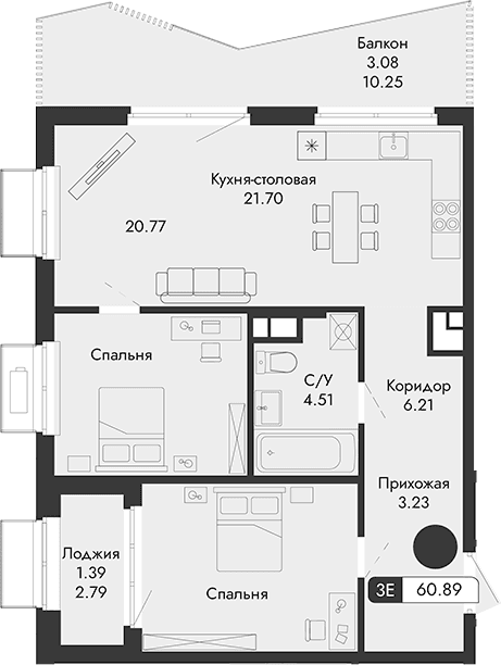 Своб. план., 56.42 м²