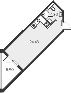 Студия, 28.73 м²