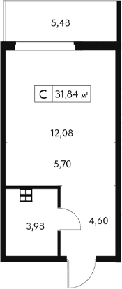 Студия, 30.2 м²