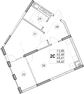 1-комн., 42.6 м²