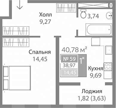 1-комн., 37.15 м²