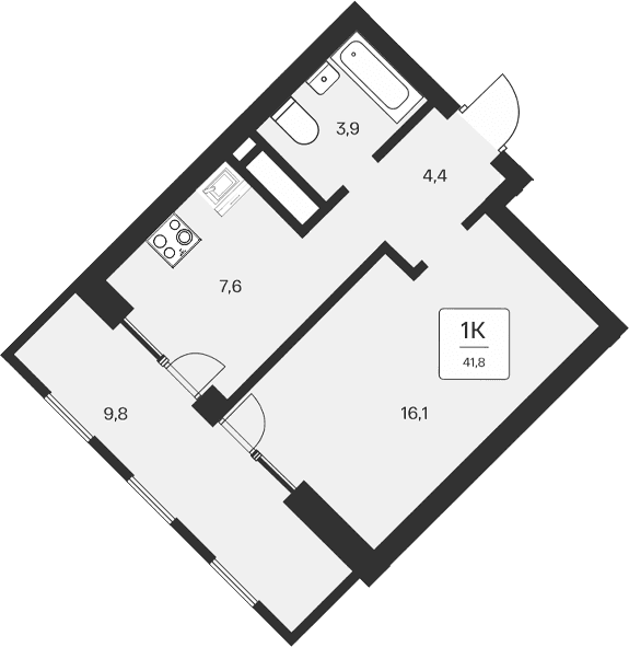 1-комн., 32 м²