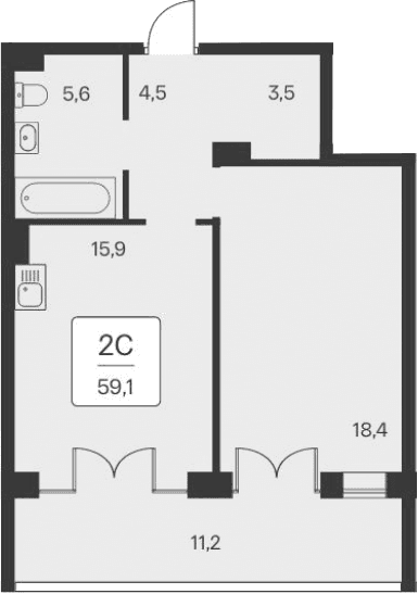 1-комн., 47.9 м²