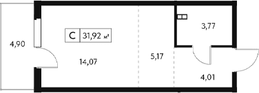 Студия, 27.02 м²