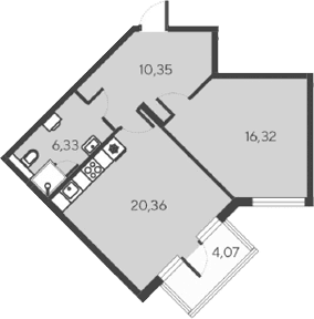 2-комн., 53.36 м²
