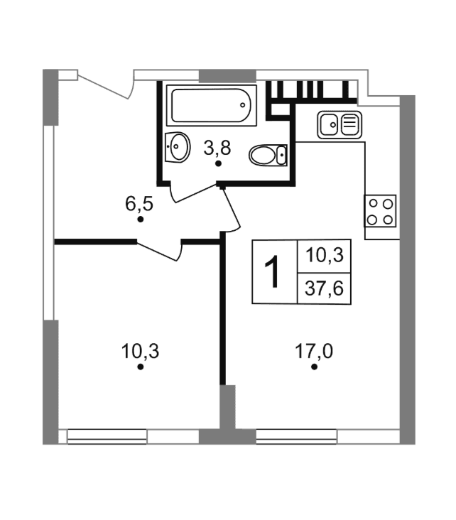2-комн., 37.6 м²