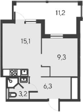 2-комн., 33.9 м²
