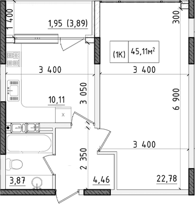 1-комн., 53.31 м²