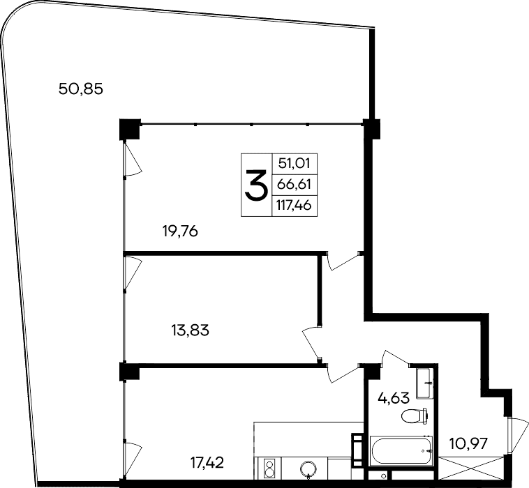 2-комн., 66.61 м²