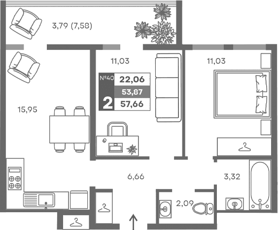 2-комн., 50.08 м²