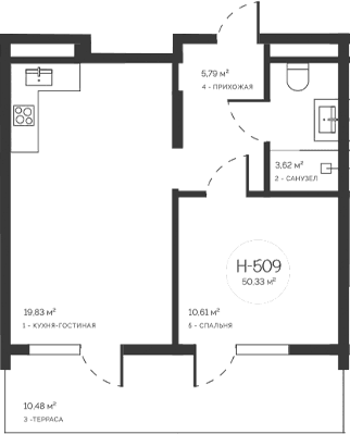 2-комн., 39.85 м²