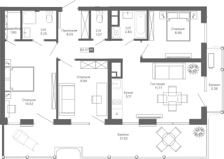 4-комн., 67.79 м²