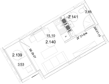 Студия, 18.64 м²