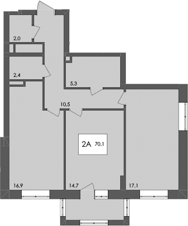 2-комн., 68.9 м²