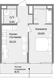 2-комн., 43.4 м²
