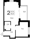 1-комн., 34.8 м²