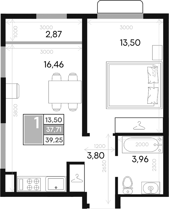 1-комн., 37.72 м²