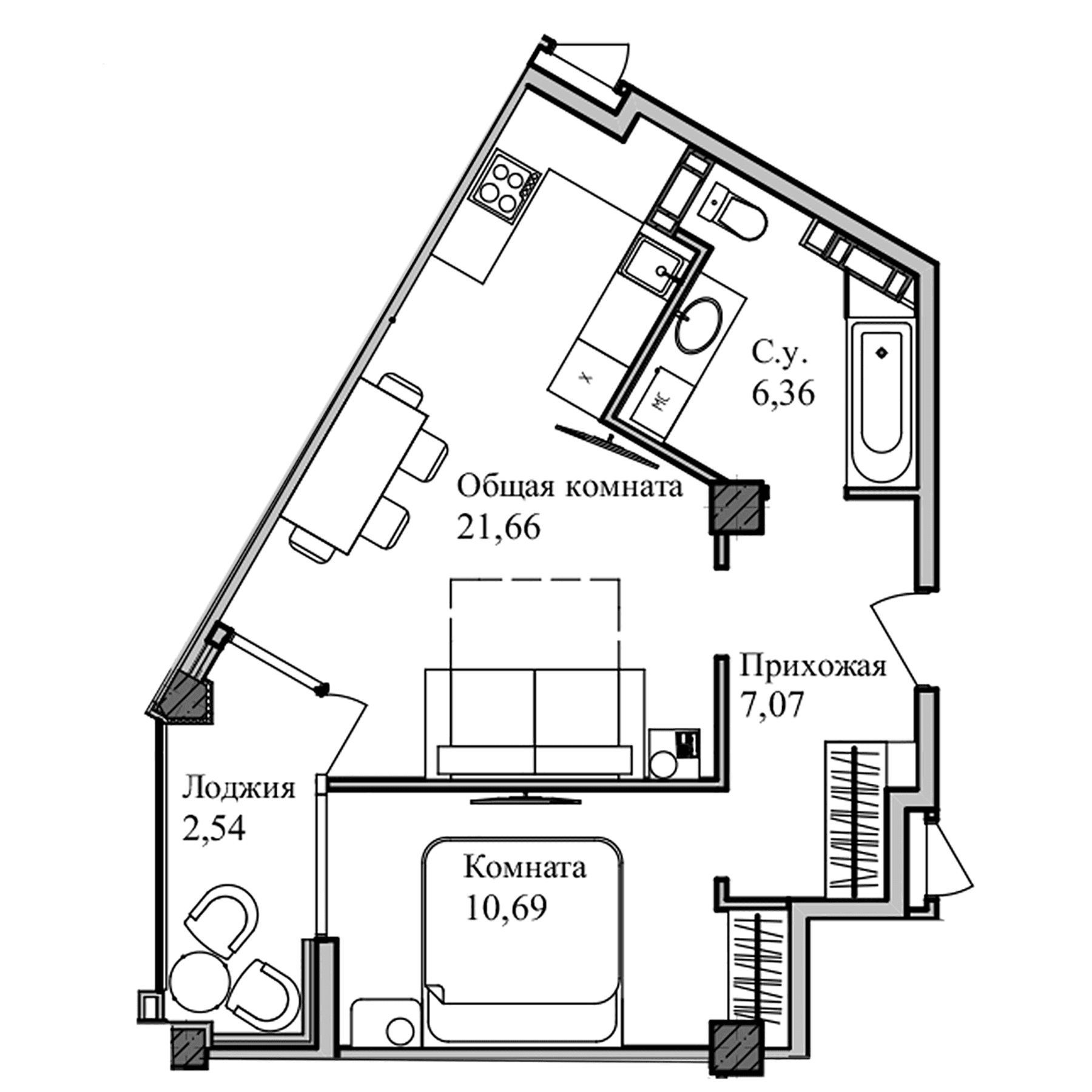 2-комн., 47.76 м²