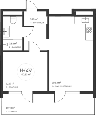 2-комн., 39.85 м²