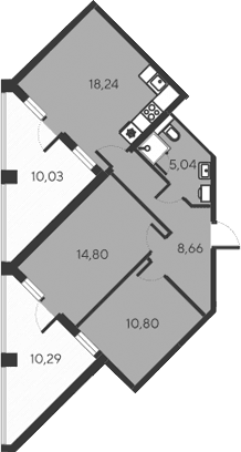 3-комн., 57.54 м²
