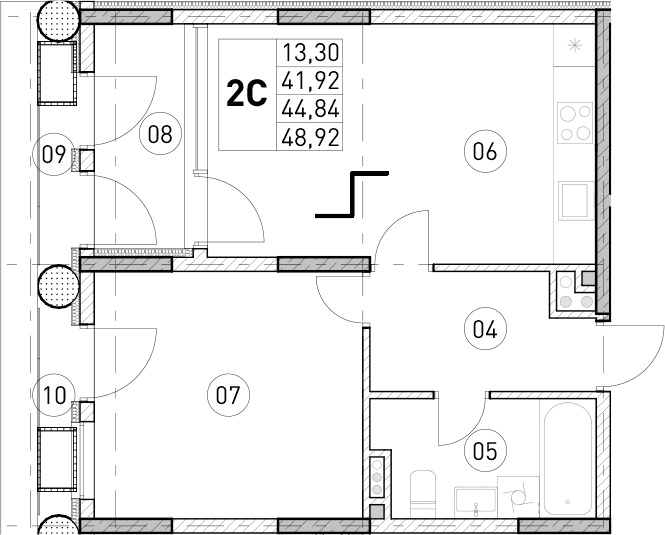 1-комн., 41.92 м²