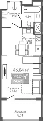Студия, 38.83 м²
