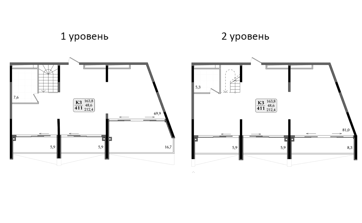1-комн., 163.8 м²