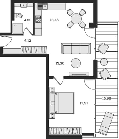 2-комн., 55.22 м²