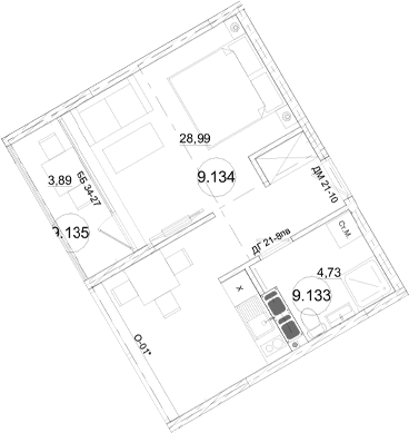 1-комн., 33.58 м²