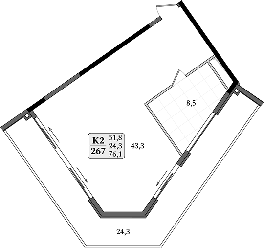1-комн., 51.8 м²