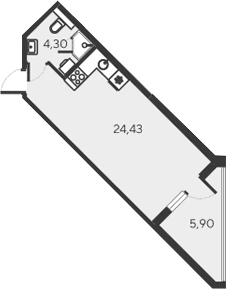 Студия, 28.73 м²