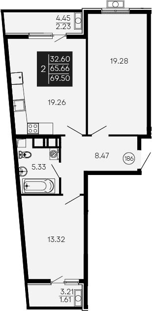 3-комн., 65.66 м²